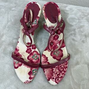 Burberry Burgundy Floral Women Shoes SZ:7